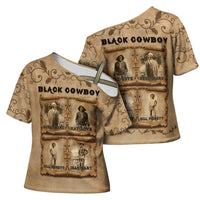 Black Cowboy Cross Shoulder Shirt Melanin Black History Western Grunge - Wonder Print Shop
