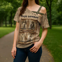 Black Cowboy Cross Shoulder Shirt Melanin Black History Western Grunge - Wonder Print Shop