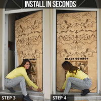 Black Cowboy Door Cover Melanin Black History Western Grunge - Wonder Print Shop