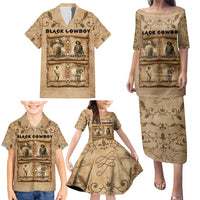 Black Cowboy Family Matching Puletasi and Hawaiian Shirt Melanin Black History Western Grunge - Wonder Print Shop