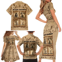 Black Cowboy Family Matching Short Sleeve Bodycon Dress and Hawaiian Shirt Melanin Black History Western Grunge - Wonder Print Shop