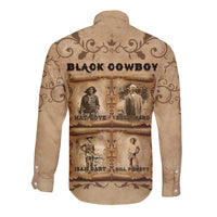 Black Cowboy Long Sleeve Button Shirt Melanin Black History Western Grunge - Wonder Print Shop