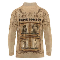 Black Cowboy Long Sleeve Polo Shirt Melanin Black History Western Grunge - Wonder Print Shop