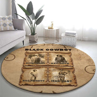 Black Cowboy Round Carpet Melanin Black History Western Grunge - Wonder Print Shop