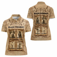 Black Cowboy Women Polo Shirt Melanin Black History Western Grunge - Wonder Print Shop