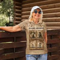 Black Cowboy Women Polo Shirt Melanin Black History Western Grunge - Wonder Print Shop