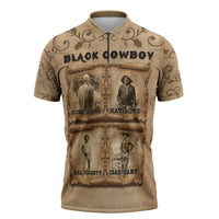 Black Cowboy Zipper Polo Shirt Melanin Black History Western Grunge - Wonder Print Shop