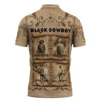 Black Cowboy Zipper Polo Shirt Melanin Black History Western Grunge - Wonder Print Shop