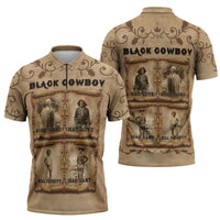 Black Cowboy Zipper Polo Shirt Melanin Black History Western Grunge - Wonder Print Shop
