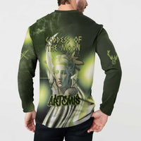 Ancient Greek Artemis Button Sweatshirt Goddess Of The Moon - Wonder Print Shop
