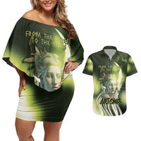 Ancient Greek Artemis Couples Matching Off Shoulder Short Dress and Hawaiian Shirt Goddess Of The Moon - Wonder Print Shop