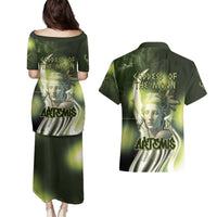 Ancient Greek Artemis Couples Matching Puletasi and Hawaiian Shirt Goddess Of The Moon - Wonder Print Shop