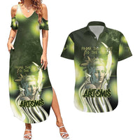 Ancient Greek Artemis Couples Matching Summer Maxi Dress and Hawaiian Shirt Goddess Of The Moon - Wonder Print Shop