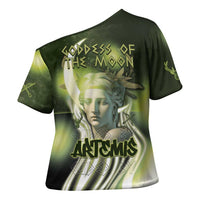 Ancient Greek Artemis Cross Shoulder Shirt Goddess Of The Moon - Wonder Print Shop