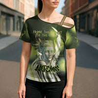 Ancient Greek Artemis Cross Shoulder Shirt Goddess Of The Moon - Wonder Print Shop
