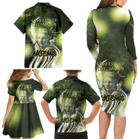 Ancient Greek Artemis Family Matching Long Sleeve Bodycon Dress and Hawaiian Shirt Goddess Of The Moon - Wonder Print Shop
