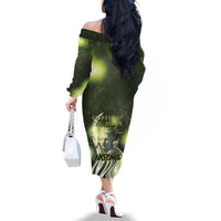 Ancient Greek Artemis Family Matching Off The Shoulder Long Sleeve Dress and Hawaiian Shirt Goddess Of The Moon - Wonder Print Shop