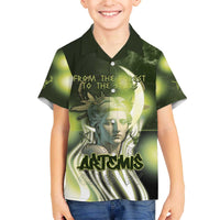 Ancient Greek Artemis Family Matching Off The Shoulder Long Sleeve Dress and Hawaiian Shirt Goddess Of The Moon - Wonder Print Shop