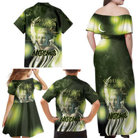 Ancient Greek Artemis Family Matching Off Shoulder Maxi Dress and Hawaiian Shirt Goddess Of The Moon - Wonder Print Shop