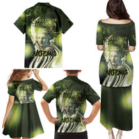 Ancient Greek Artemis Family Matching Puletasi and Hawaiian Shirt Goddess Of The Moon - Wonder Print Shop