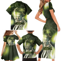 Ancient Greek Artemis Family Matching Short Sleeve Bodycon Dress and Hawaiian Shirt Goddess Of The Moon - Wonder Print Shop