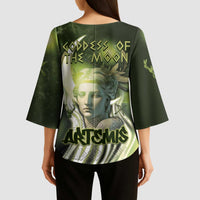 Ancient Greek Artemis Kimono Sleeve Blouse Goddess Of The Moon - Wonder Print Shop