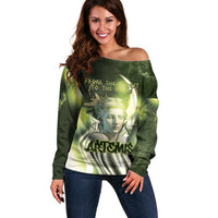 Ancient Greek Artemis Off Shoulder Sweater Goddess Of The Moon - Wonder Print Shop