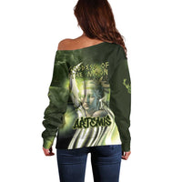 Ancient Greek Artemis Off Shoulder Sweater Goddess Of The Moon - Wonder Print Shop