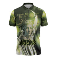 Ancient Greek Artemis Zipper Polo Shirt Goddess Of The Moon - Wonder Print Shop