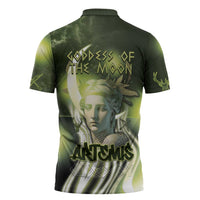 Ancient Greek Artemis Zipper Polo Shirt Goddess Of The Moon - Wonder Print Shop