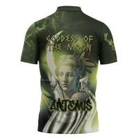Ancient Greek Artemis Zipper Polo Shirt Goddess Of The Moon - Wonder Print Shop