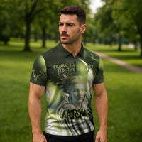 Ancient Greek Artemis Zipper Polo Shirt Goddess Of The Moon - Wonder Print Shop