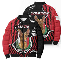 Personalized Malta Bomber Puffer Jacket Pharaoh Hound In Coat Of Arms - Wonder Print Shop