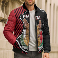 Personalized Malta Bomber Puffer Jacket Pharaoh Hound In Coat Of Arms - Wonder Print Shop