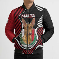 Personalized Malta Bomber Puffer Jacket Pharaoh Hound In Coat Of Arms - Wonder Print Shop