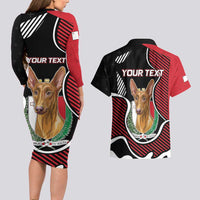 Personalized Malta Couples Matching Long Sleeve Bodycon Dress and Hawaiian Shirt Pharaoh Hound In Coat Of Arms - Wonder Print Shop