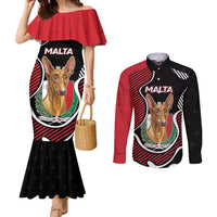 Personalized Malta Couples Matching Mermaid Dress and Long Sleeve Button Shirt Pharaoh Hound In Coat Of Arms - Wonder Print Shop