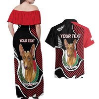 Personalized Malta Couples Matching Off Shoulder Maxi Dress and Hawaiian Shirt Pharaoh Hound In Coat Of Arms - Wonder Print Shop