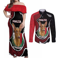 Personalized Malta Couples Matching Off Shoulder Maxi Dress and Long Sleeve Button Shirt Pharaoh Hound In Coat Of Arms - Wonder Print Shop