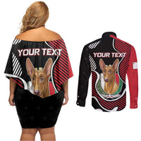 Personalized Malta Couples Matching Off Shoulder Short Dress and Long Sleeve Button Shirt Pharaoh Hound In Coat Of Arms - Wonder Print Shop