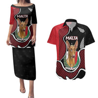 Personalized Malta Couples Matching Puletasi and Hawaiian Shirt Pharaoh Hound In Coat Of Arms - Wonder Print Shop