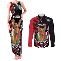 Personalized Malta Couples Matching Tank Maxi Dress and Long Sleeve Button Shirt Pharaoh Hound In Coat Of Arms - Wonder Print Shop