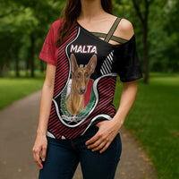 Personalized Malta Cross Shoulder Shirt Pharaoh Hound In Coat Of Arms - Wonder Print Shop