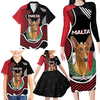 Personalized Malta Family Matching Long Sleeve Bodycon Dress and Hawaiian Shirt Pharaoh Hound In Coat Of Arms - Wonder Print Shop