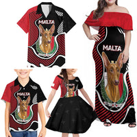 Personalized Malta Family Matching Off Shoulder Maxi Dress and Hawaiian Shirt Pharaoh Hound In Coat Of Arms - Wonder Print Shop