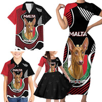 Personalized Malta Family Matching Short Sleeve Bodycon Dress and Hawaiian Shirt Pharaoh Hound In Coat Of Arms - Wonder Print Shop