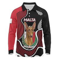 Personalized Malta Long Sleeve Polo Shirt Pharaoh Hound In Coat Of Arms - Wonder Print Shop