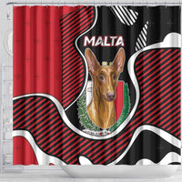 Malta Shower Curtain Pharaoh Hound In Coat Of Arms - Wonder Print Shop