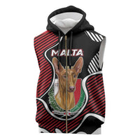 Personalized Malta Sleeveless Zip Hoodie Pharaoh Hound In Coat Of Arms - Wonder Print Shop