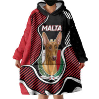 Personalized Malta Wearable Blanket Hoodie Pharaoh Hound In Coat Of Arms - Wonder Print Shop